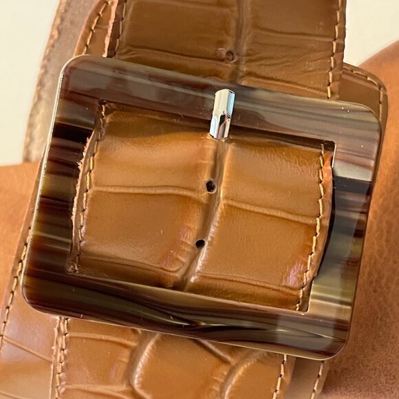 VANELi Brown Slip on Sandals with Toe Ring & Buckle Croc Print Leather Size 7.5M - Picture 11 of 11